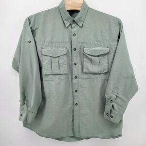 Orvis XXL Tall Green Button Down Long Sleeve Fishing Shirt Mens vented